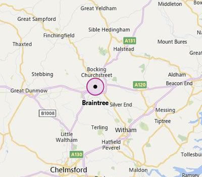 map showing Braintree and the areas we cover